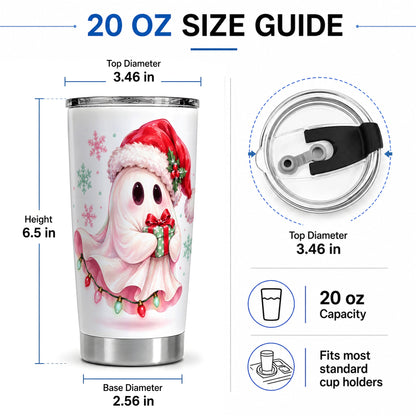 #pl[20oz|Steel] Cute Christmas Ghost Tumbler, 20oz Stainless Steel Festive Drinkware