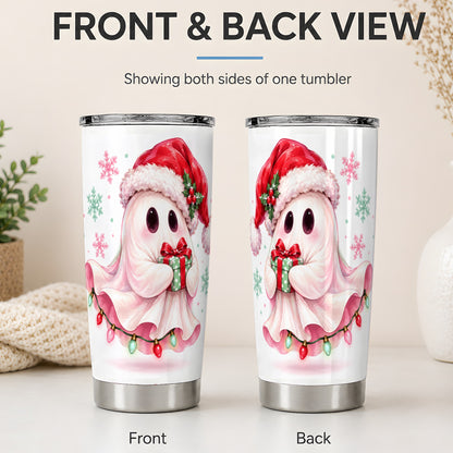 #pl[20oz|Steel] Cute Christmas Ghost Tumbler, 20oz Stainless Steel Festive Drinkware