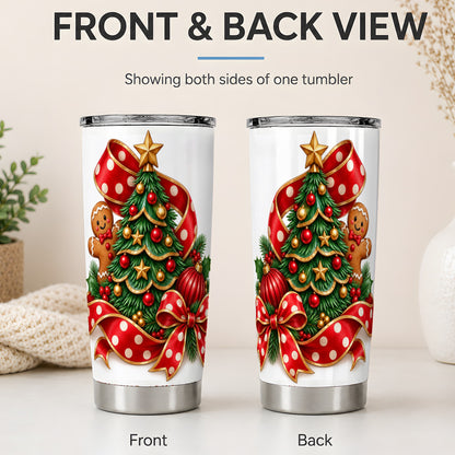 #pl[20oz|Steel] Gingerbread Christmas Tree Tumbler, 20oz Stainless Steel Drinkware
