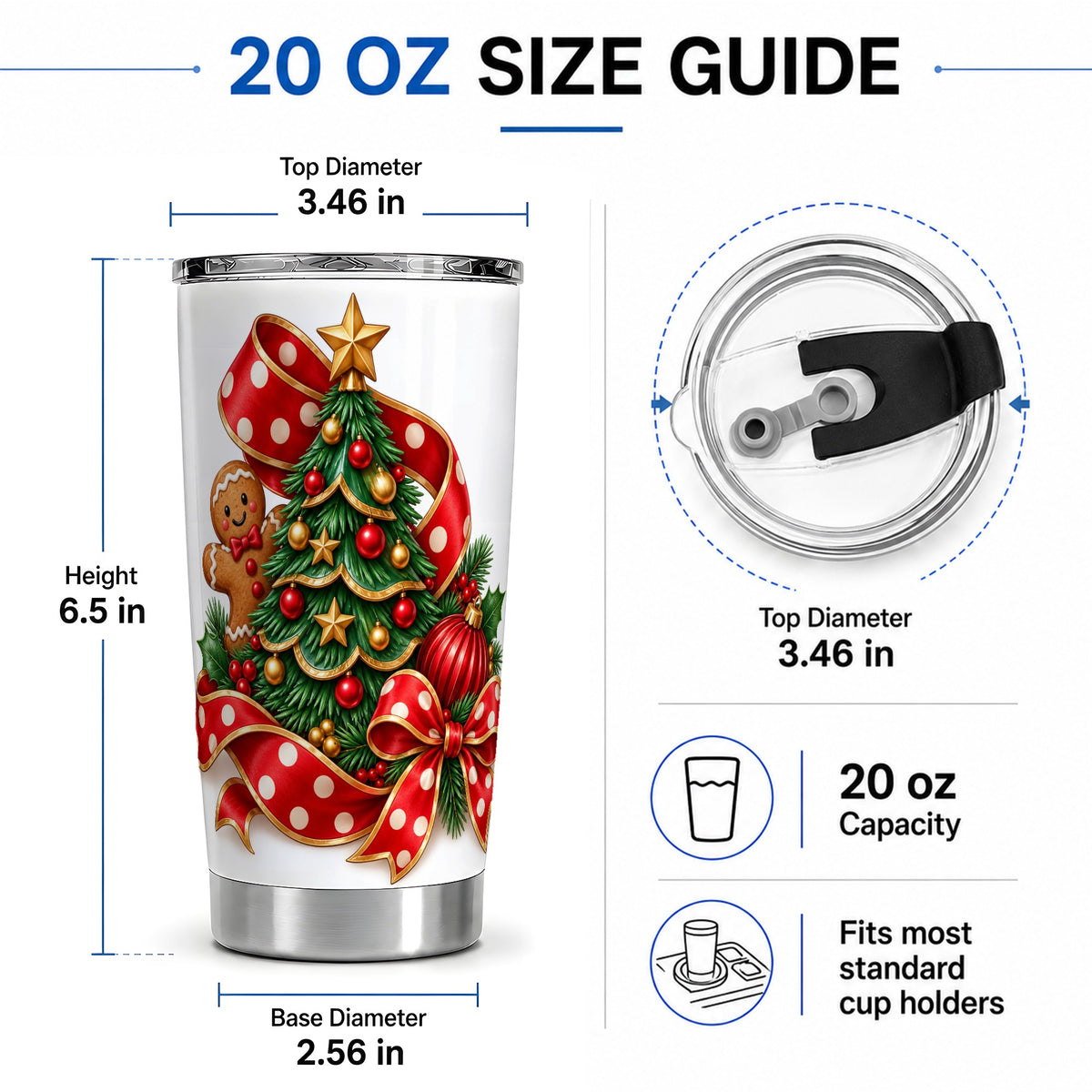 #pl[20oz|Steel] Gingerbread Christmas Tree Tumbler, 20oz Stainless Steel Drinkware