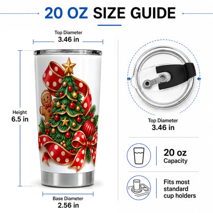 #pl[20oz|Steel] Gingerbread Christmas Tree Tumbler, 20oz Stainless Steel Drinkware