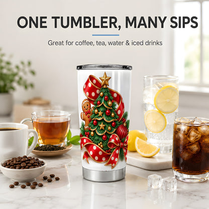 Gingerbread Christmas Tree Tumbler, 20oz Stainless Steel Drinkware