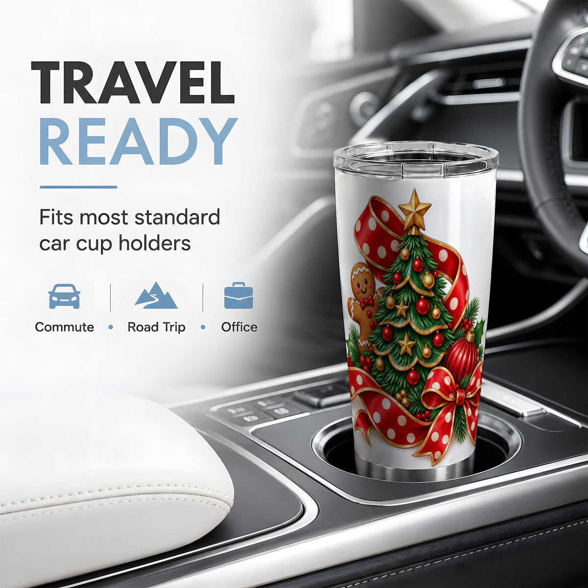 Gingerbread Christmas Tree Tumbler, 20oz Stainless Steel Drinkware