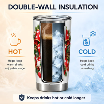 Christmas Wreath Bow Tumbler, 20oz Stainless Steel Festive Drinkware