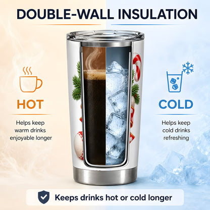 Christmas Stocking Bow Tumbler, 20oz Stainless Steel Holiday Drinkware