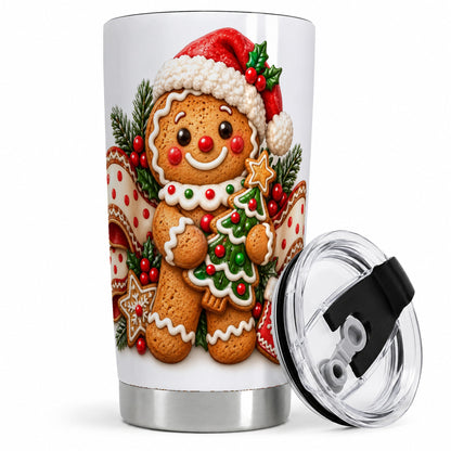 Christmas Gingerbread Man Tumbler, 20oz Stainless Steel Drinkware
