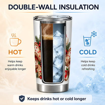 Christmas Gingerbread Man Tumbler, 20oz Stainless Steel Drinkware