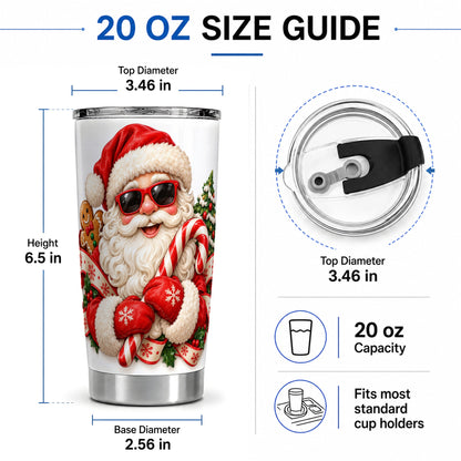 #pl[20oz|Steel] Cool Santa Claus Tumbler, 20oz Stainless Steel Christmas Drinkware