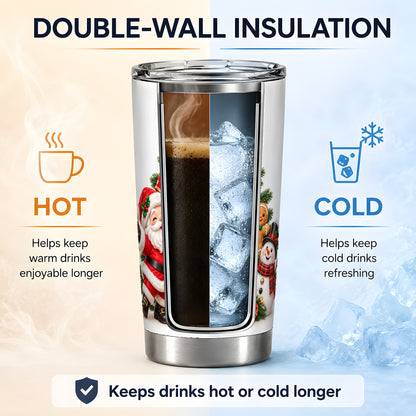 Santa Christmas Tree Tumbler, 20oz Stainless Steel Holiday Drinkware