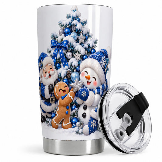Blue Christmas Characters Tumbler, 20oz Stainless Steel Drinkware