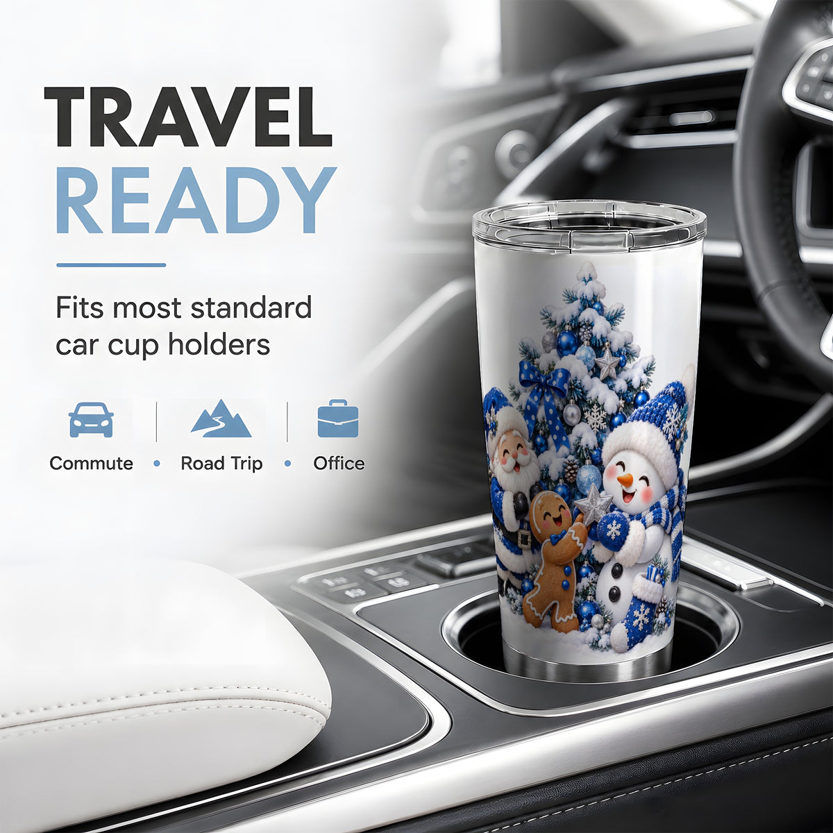 Blue Christmas Characters Tumbler, 20oz Stainless Steel Drinkware