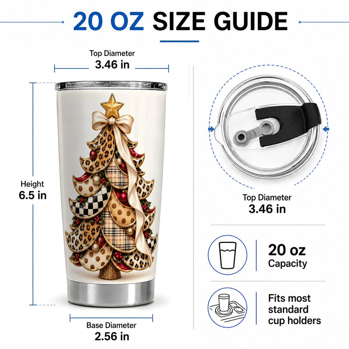 #pl[20oz|Steel] Leopard Print Christmas Tree Tumbler, 20oz Stainless Steel Drinkware