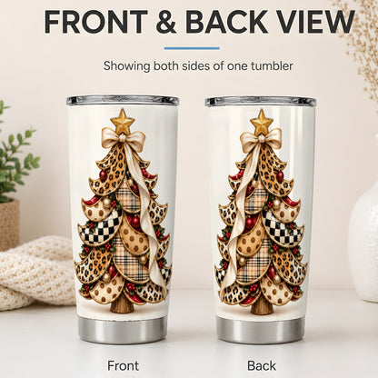 #pl[20oz|Steel] Leopard Print Christmas Tree Tumbler, 20oz Stainless Steel Drinkware