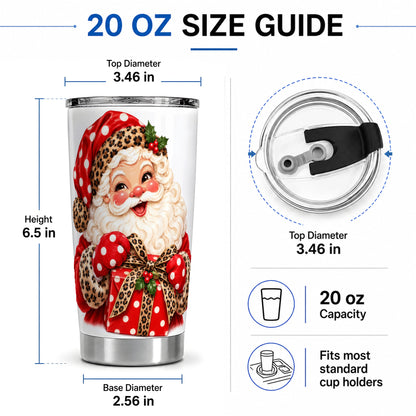 #pl[20oz|Steel] Leopard Print Santa Claus Accent Ceramic Mug 11oz, Polka Dot Design