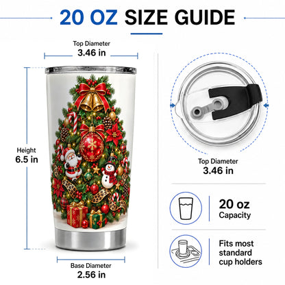 #pl[20oz|Steel] Leopard Ribbon Christmas Tree 20oz Tumbler, Santa and Snowman Design