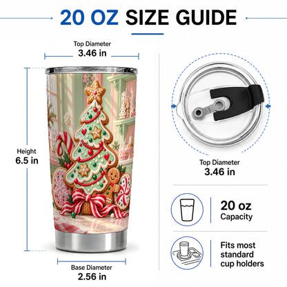 #pl[20oz|Steel] Gingerbread Christmas Cookies 20oz Tumbler, Colorful Holiday Baking Art