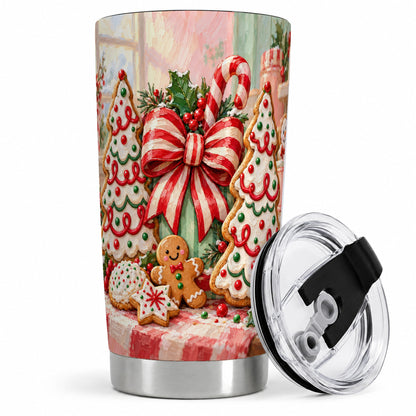 Christmas Tree Cookies 20oz Tumbler, Festive Gingerbread Holiday Art