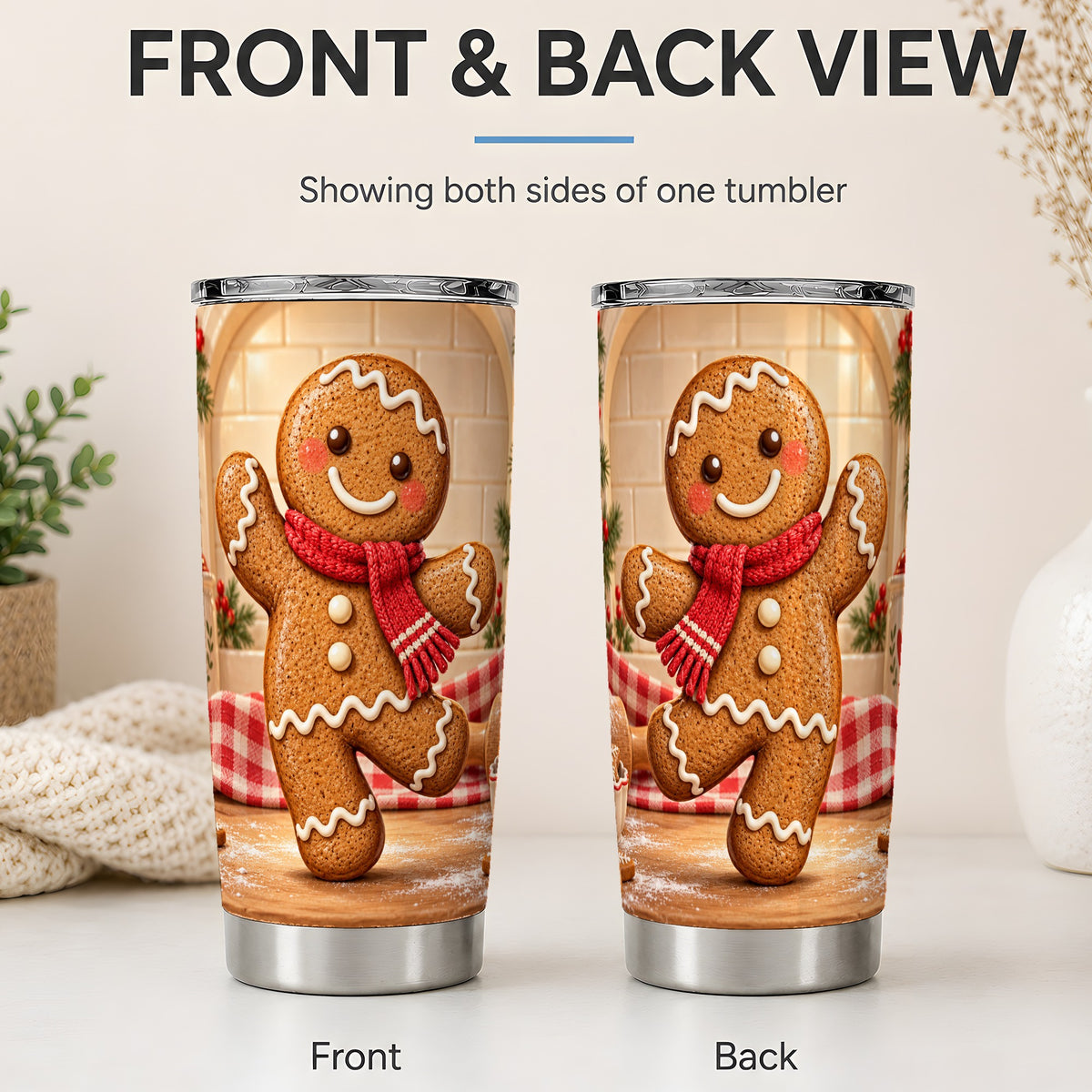#pl[20oz|Steel] Gingerbread Cookie 20oz Tumbler, Cute Christmas Baking Artwork