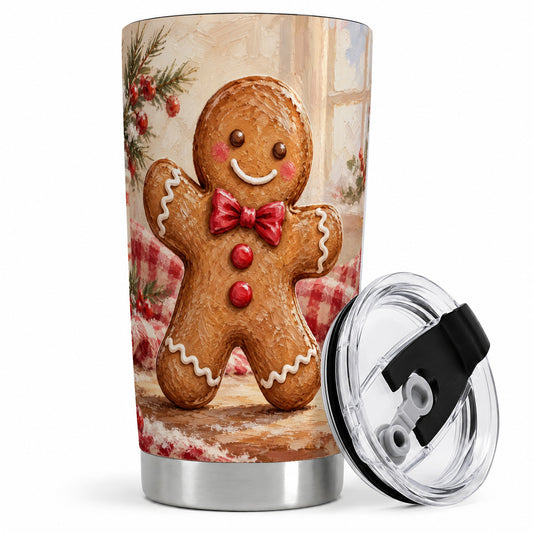 Gingerbread Man 20oz Tumbler, Christmas Cookie Painting Design