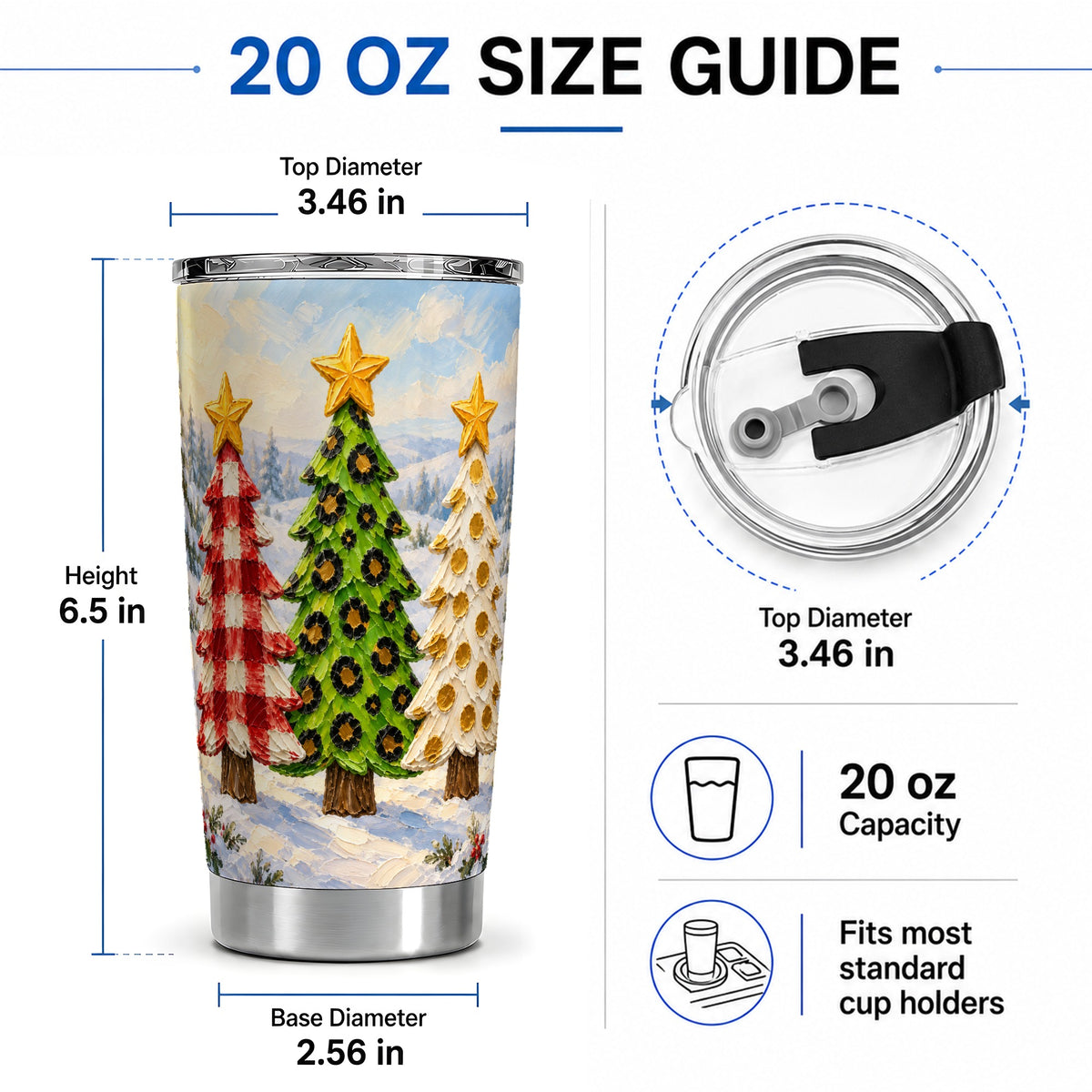 #pl[20oz|Steel] Patterned Christmas Trees 20oz Tumbler, Leopard Print Holiday Art