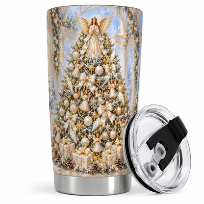 White Gold Angel Christmas Tumbler, 20oz Stainless Steel Drinkware