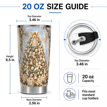 #pl[20oz|Steel] White Gold Angel Christmas Tumbler, 20oz Stainless Steel Drinkware