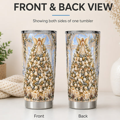 #pl[20oz|Steel] White Gold Angel Christmas Tumbler, 20oz Stainless Steel Drinkware