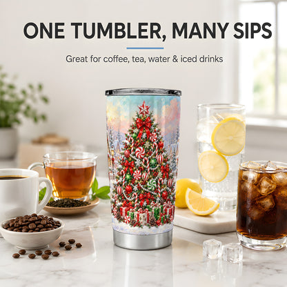 Peppermint Christmas Tree Tumbler, 20oz Stainless Steel Drinkware