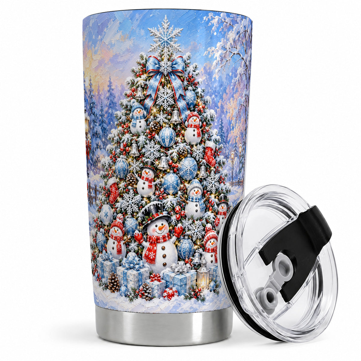 Snowman Winter Christmas Tumbler, 20oz Stainless Steel Drinkware