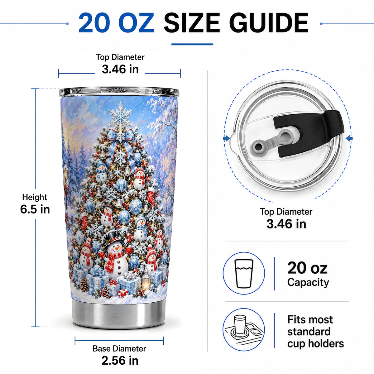 #pl[20oz|Steel] Snowman Winter Christmas Tumbler, 20oz Stainless Steel Drinkware
