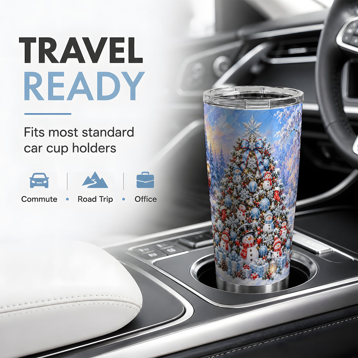 Snowman Winter Christmas Tumbler, 20oz Stainless Steel Drinkware