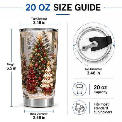 #pl[20oz|Steel] Buffalo Plaid Christmas Trees Tumbler, 20oz Stainless Steel Cup