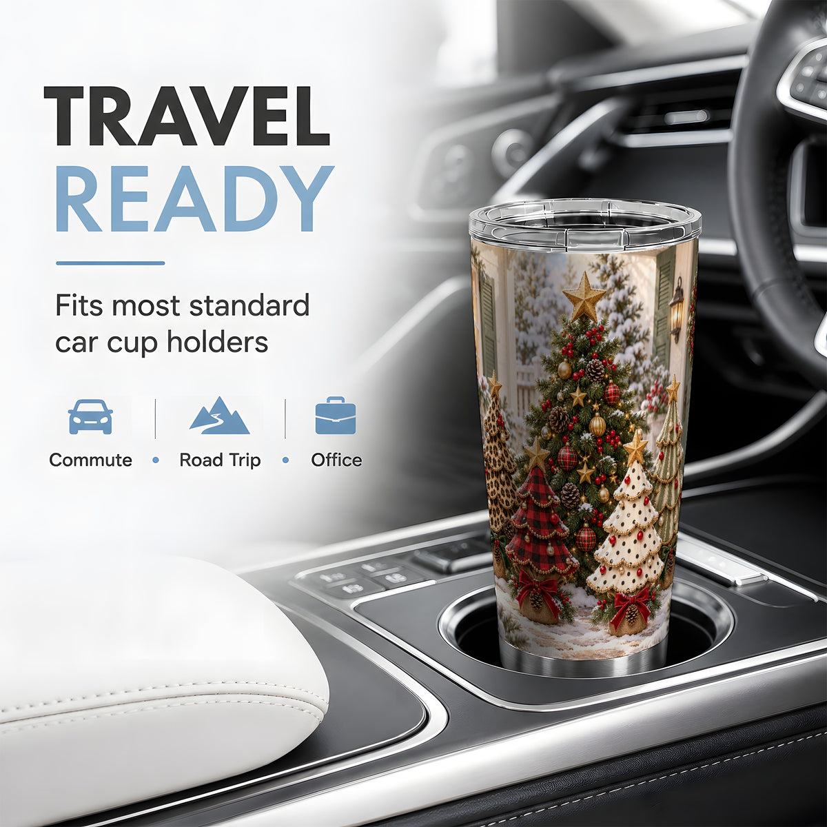 Buffalo Plaid Christmas Trees Tumbler, 20oz Stainless Steel Cup