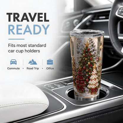 Buffalo Plaid Christmas Trees Tumbler, 20oz Stainless Steel Cup