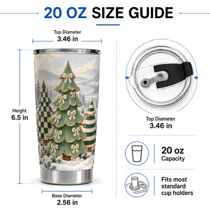 #pl[20oz|Steel] Checkered Christmas Tree Tumbler, 20oz Stainless Steel Drinkware