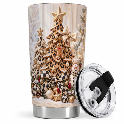 Leopard Christmas Tree Tumbler, 20oz Stainless Steel Holiday Cup