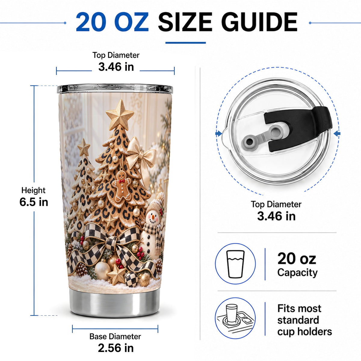 #pl[20oz|Steel] Leopard Christmas Tree Tumbler, 20oz Stainless Steel Holiday Cup