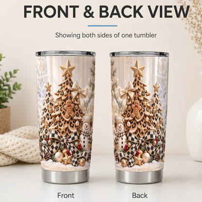 #pl[20oz|Steel] Leopard Christmas Tree Tumbler, 20oz Stainless Steel Holiday Cup
