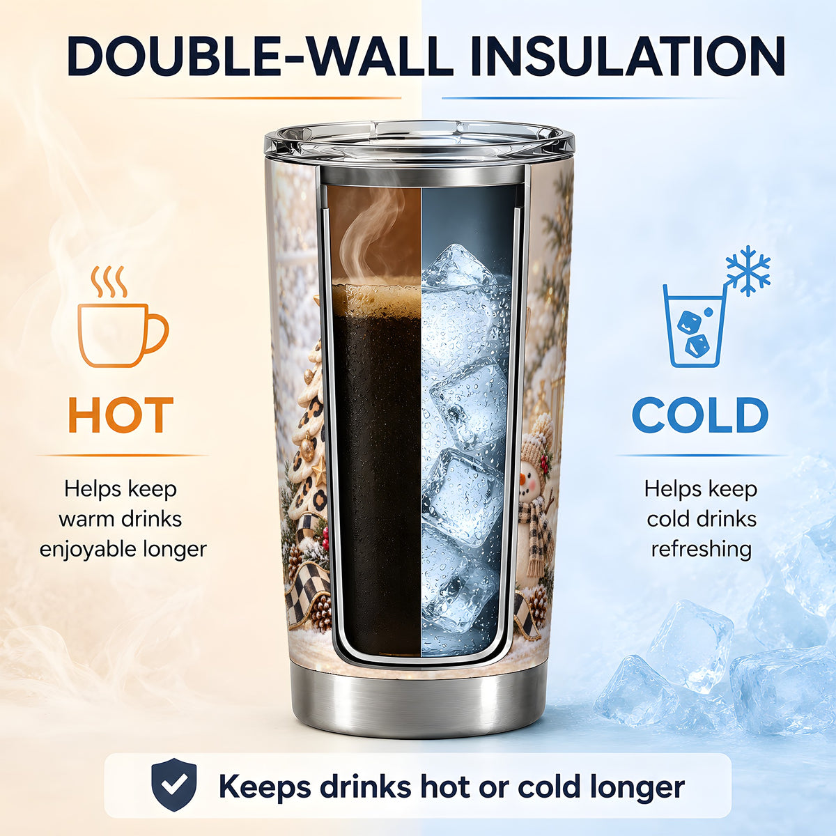 Leopard Christmas Tree Tumbler, 20oz Stainless Steel Holiday Cup
