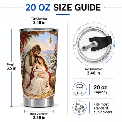#pl[20oz|Steel] Nativity Scene Tumbler, 20oz Stainless Steel Holy Family Drinkware