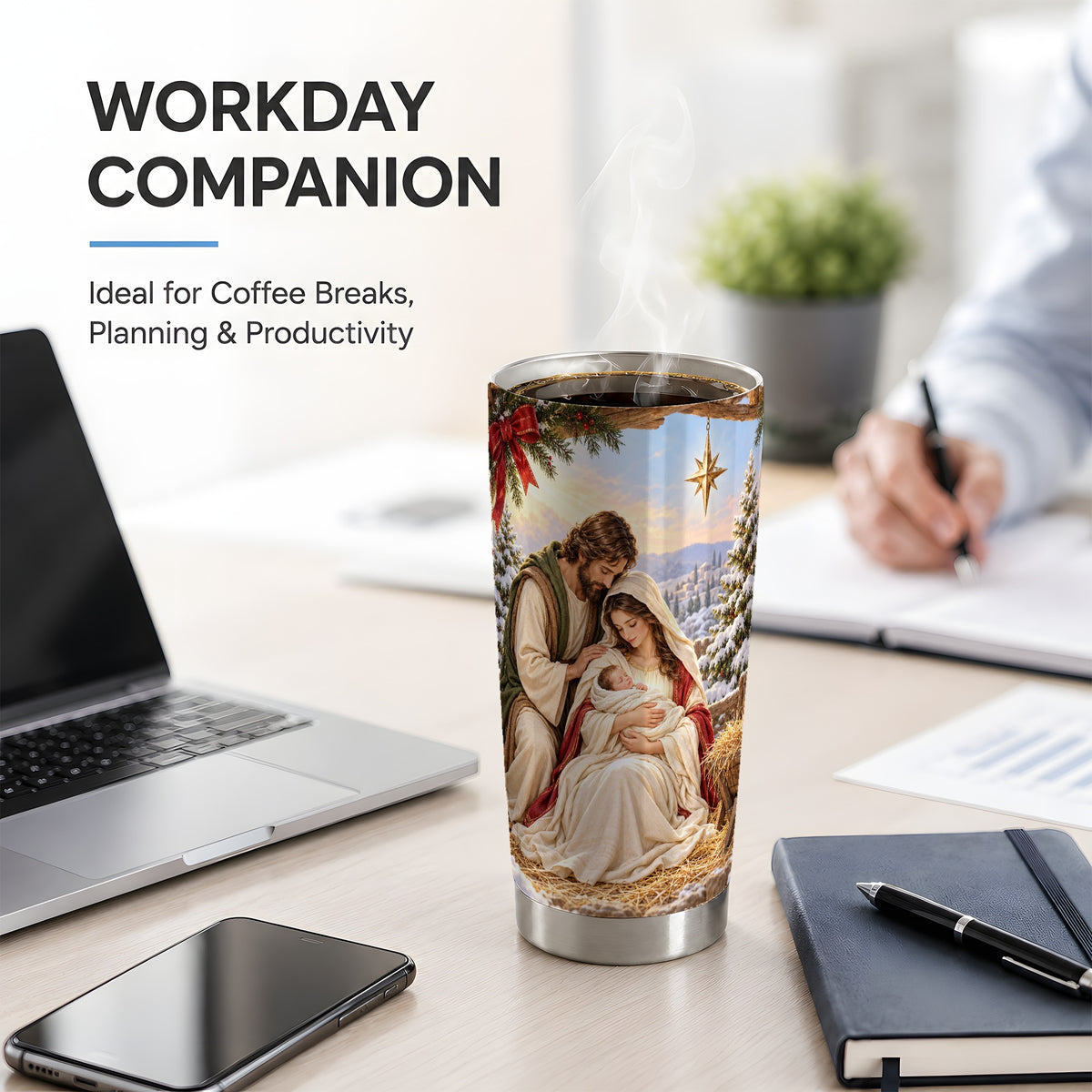 Nativity Scene Tumbler, 20oz Stainless Steel Holy Family Drinkware