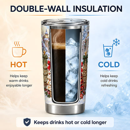 Plaid Christmas Trees Tumbler, 20oz Stainless Steel Holiday Design