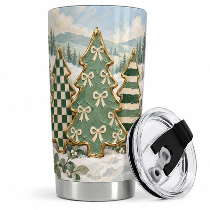 Christmas Tree Tumbler, 20oz Stainless Steel Cup with Festive Patterns