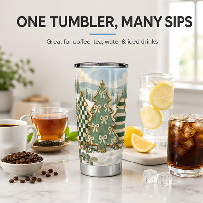 Christmas Tree Tumbler, 20oz Stainless Steel Cup with Festive Patterns