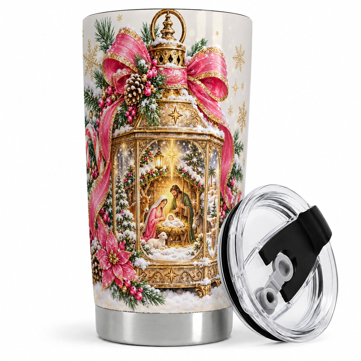 Christmas Nativity Scene 20oz Tumbler, Stainless Steel Holiday Drinkware