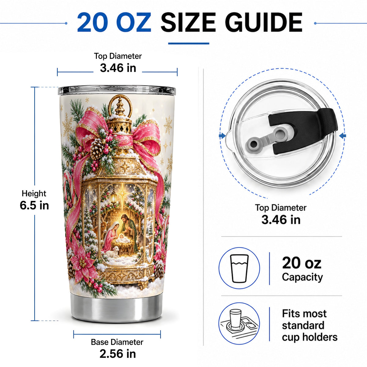 #pl[20oz|Steel] Christmas Nativity Scene 20oz Tumbler, Stainless Steel Holiday Drinkware
