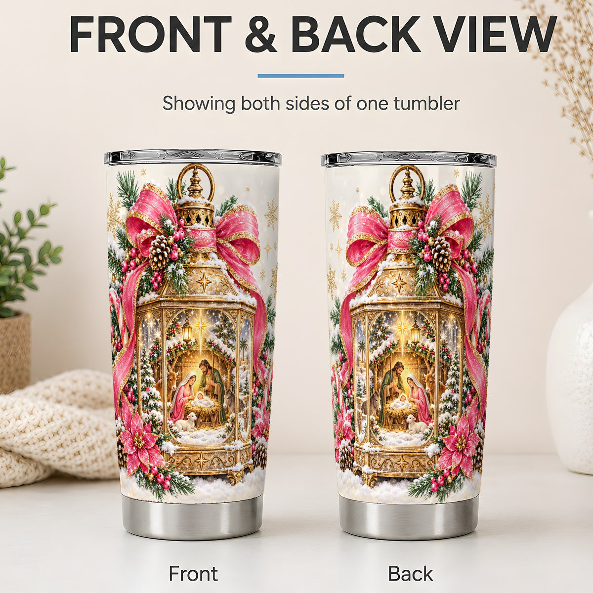 #pl[20oz|Steel] Christmas Nativity Scene 20oz Tumbler, Stainless Steel Holiday Drinkware