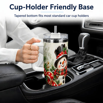 Christmas Snowman Tumbler, 40oz Handled Stainless Steel Drinkware