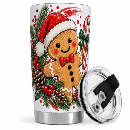 Christmas Gingerbread Man 20oz Tumbler, Stainless Steel Holiday Drinkware