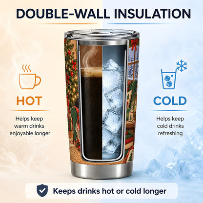 Cozy Christmas Ghost 20oz Tumbler, Stainless Steel Reading Theme
